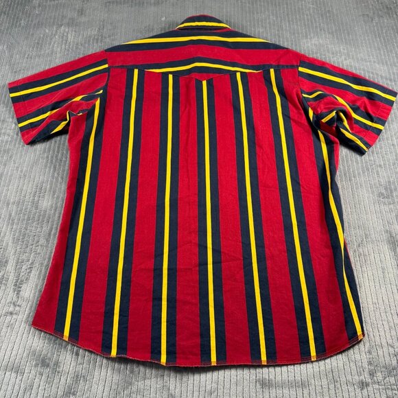 Wrangler Vintage 80s Western Pearl Snap Shirt Stripe Mens Large Brushpopper EUC - Picture 6 of 6